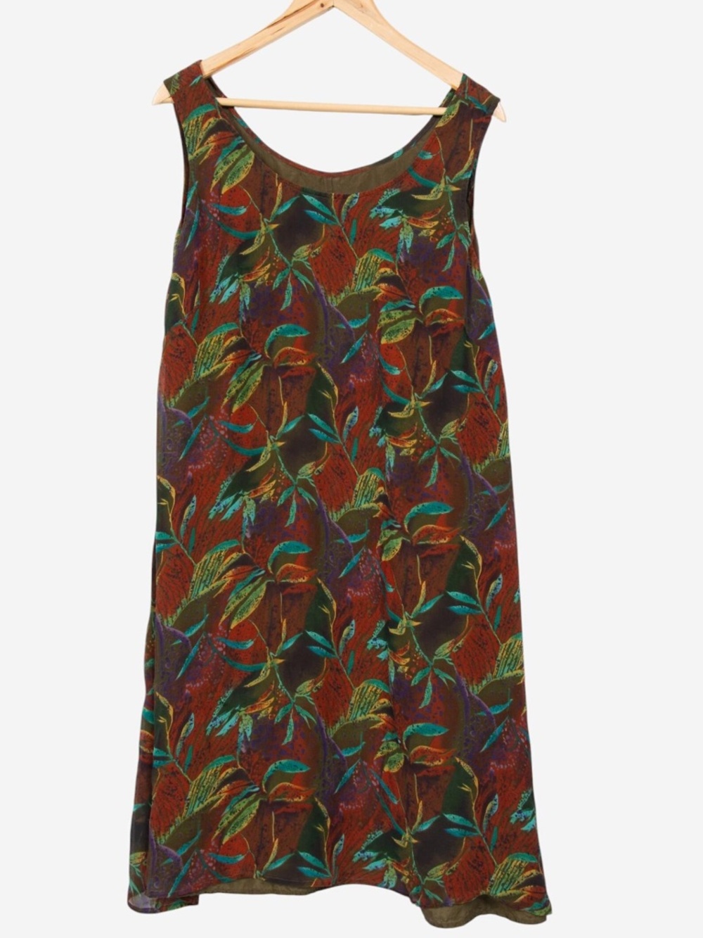 vintage 90s botanical silk boho summer tank dress size 20